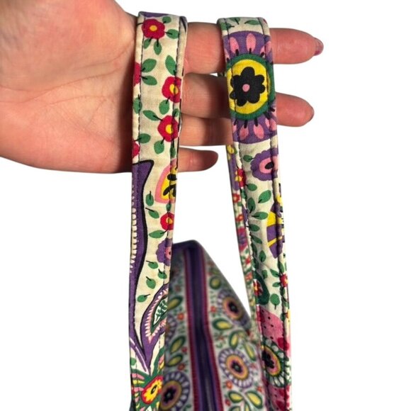 Viva La Vera Vera Multi Colored Floral Quilted Tote Zipper Closure & Pockets - Picture 4 of 6